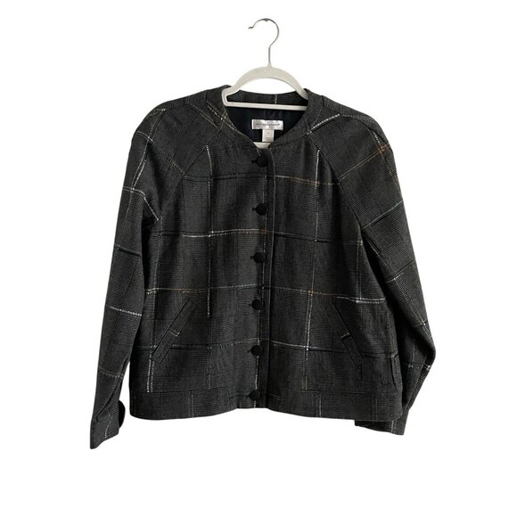 Christopher & Banks Women Sz S Plaid Button Front Bomber Style Lined Jacket NWT - Picture 1 of 12